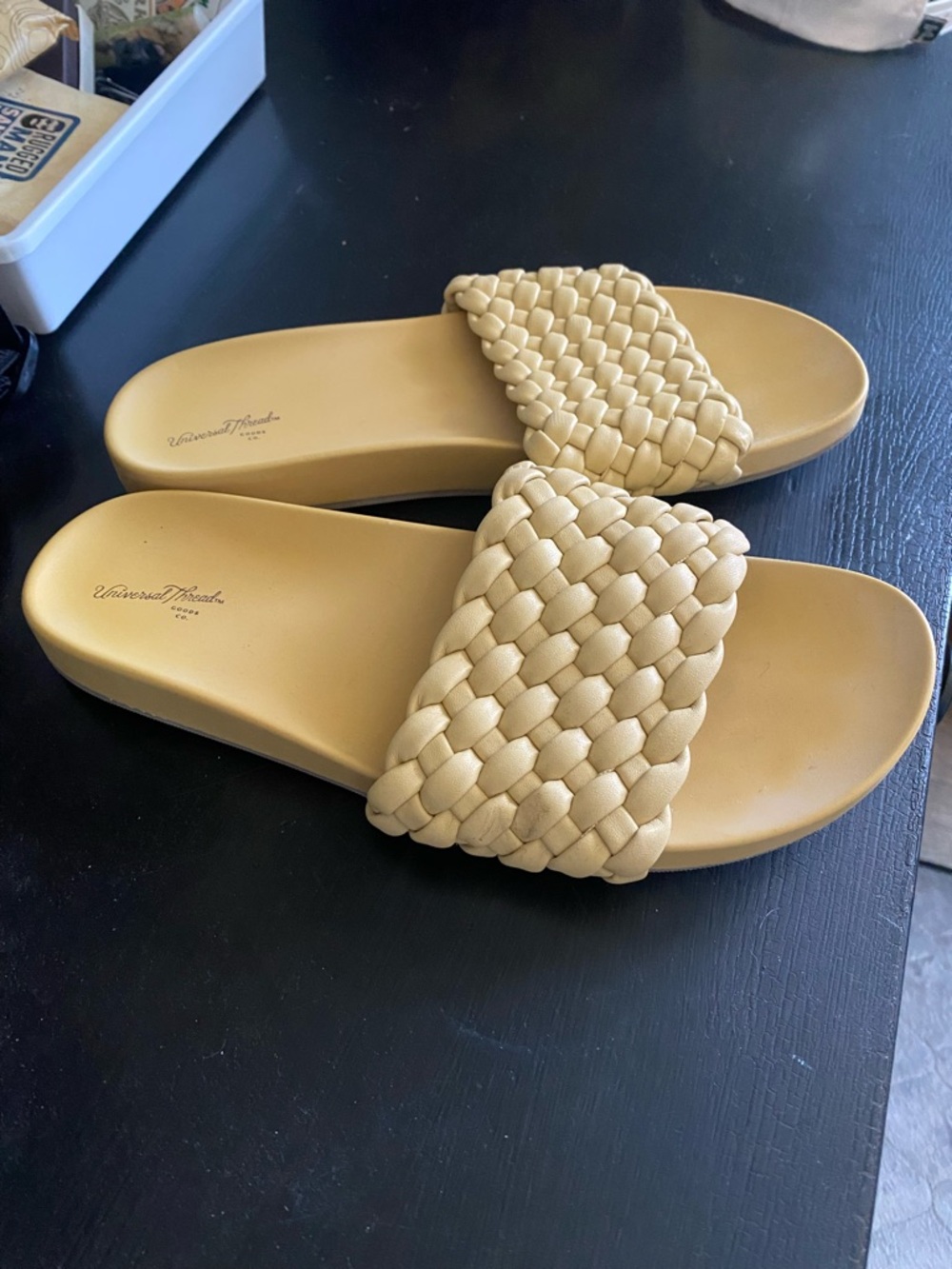 Universal Thread Yellow Woven Slide Sandals for Women